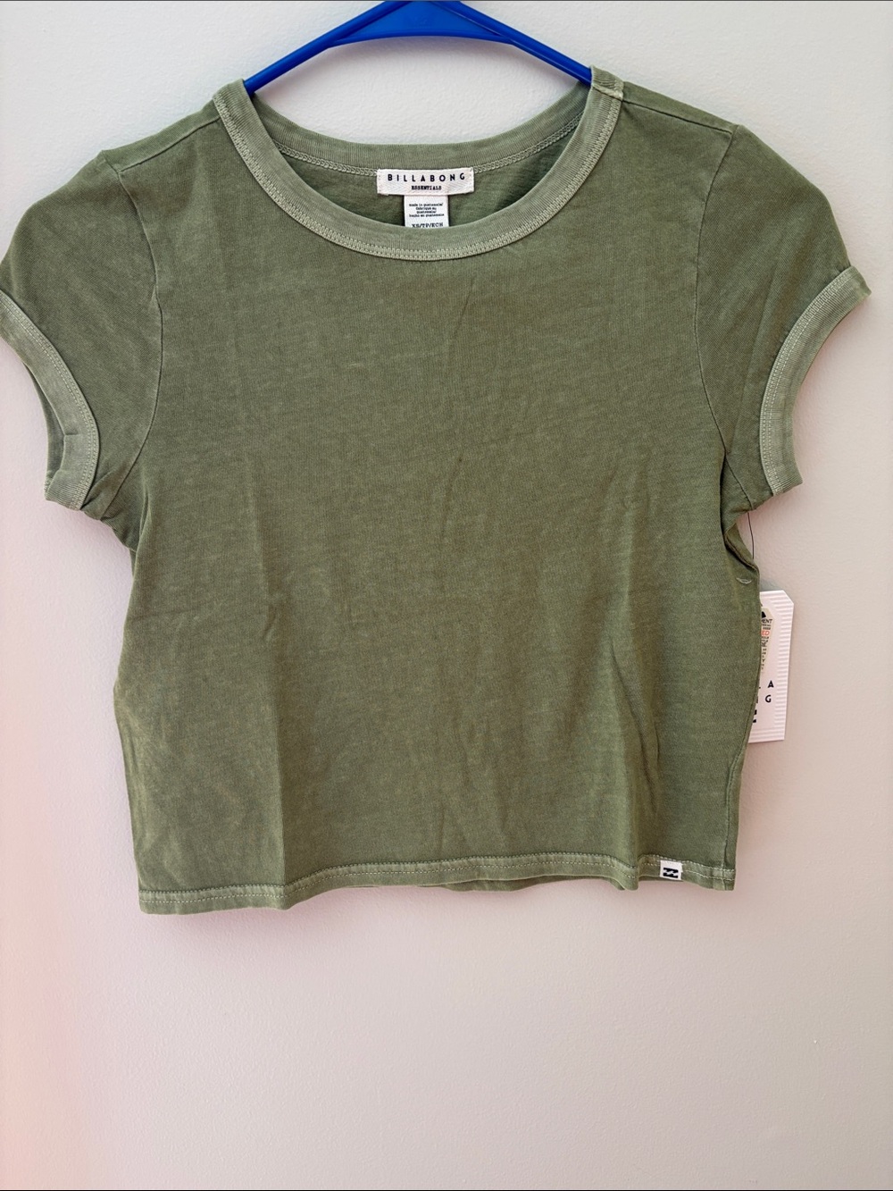 Billabong Olive Green Short-Sleeve Cropped Tee